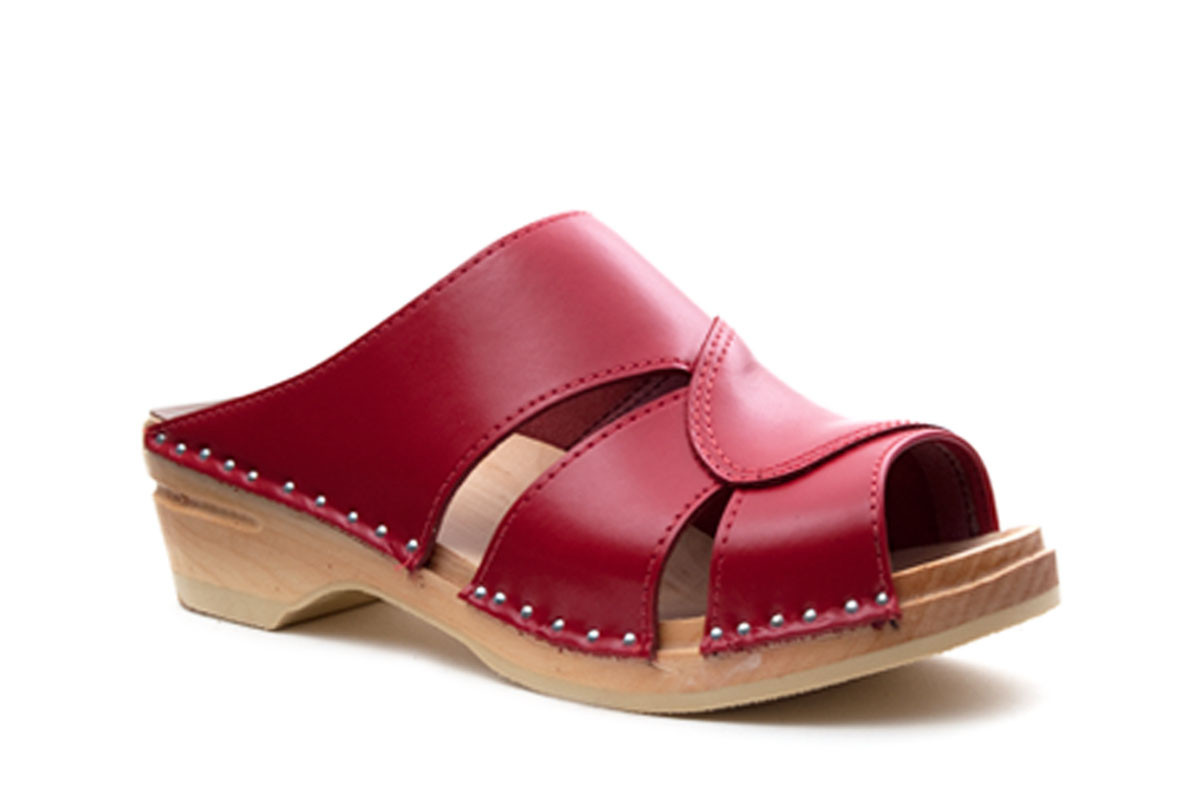 Clog Sandal In Red Leather Troentorp Clogs Bastad