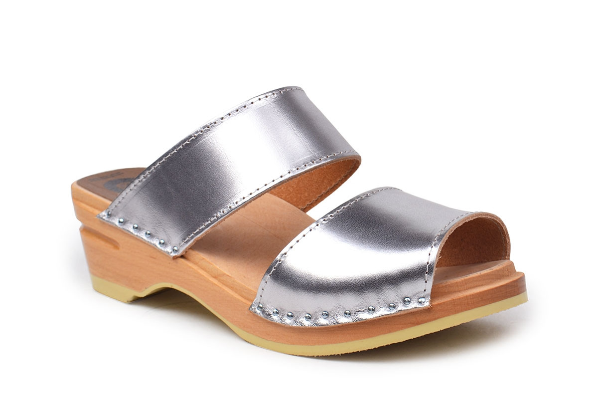 Silver Clog Sandals | Swedish clog 