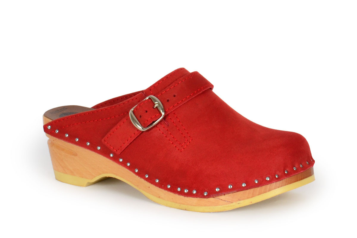 red suede clogs