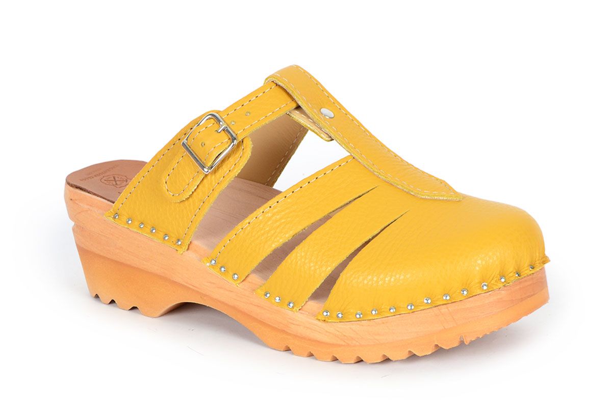 Mary Jane Ochre Yellow Clog Sandals Troentorp Clogs